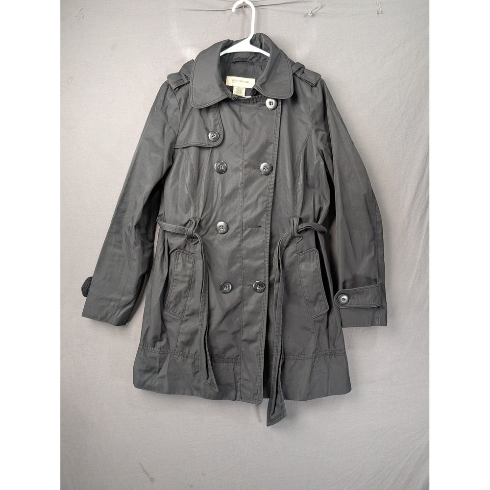 Jones New York Sport Black Hooded Trench Coat Medium 8046